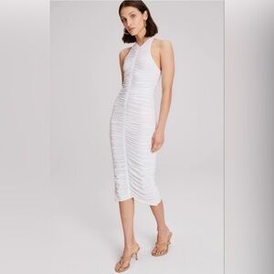 A.L.C. Adrianne Ruched Midi Dress in White